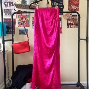 Lovers + Friends Hot Pink Maxi Satin Skirt